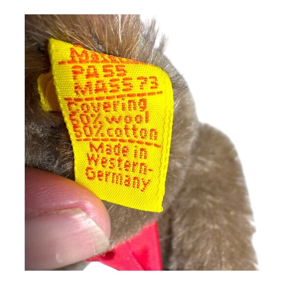 Steiff Teddy Bear Plush 10” Brown Original With Tags 0202/26 Wool Cotton Germany - Picture 7 of 9